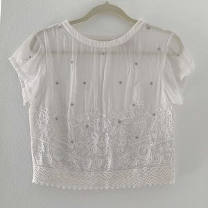 Vanessa Virginia Sheer Embroidered White Top from Anthropologie.